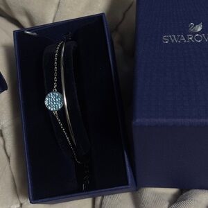 Swarovski Silver Bracelet with Aqua Crystals